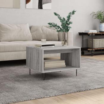 vidaXL Mesa de centro de madera de ingeniería 60x50x40 cm en color blanco, negro y blanco brillante, ideal para salón, comedor o como mesa auxiliar. También disponible en gris Sonoma