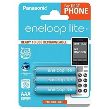 Baterías Recargables Panasonic Eneloop Lite AAA 550mAh - Pack de 3 Piezas