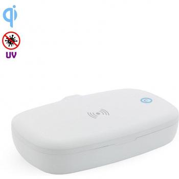 Caja esterilizadora UV con cargador Qi Halby de 20,5x12,5x4,5 cm - Color Blanco