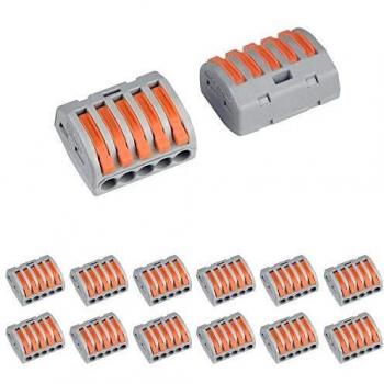 Regleta Conexion Rapida, Conexion Electrica 5 polos, 4mmØ, 12 unidades.