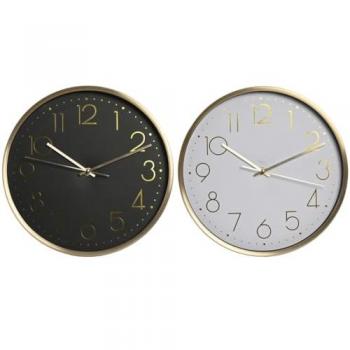 Reloj de Pared Home ESPRIT Blanco Negro Aluminio 30 x 4,3 x 30 cm (2 Unidades)