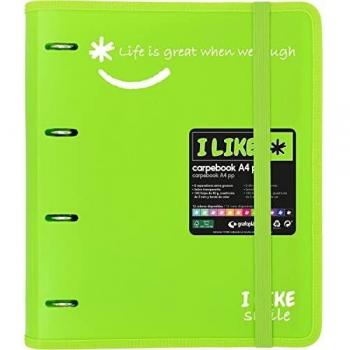 Grafoplás 88101821. Carpeta 4 Anillas Troqueladas con Recambio, A4, Verde, Polipropileno Semirrígido