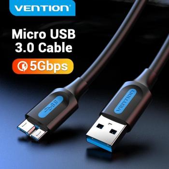 Cable Vention Micro USB 3.0 Cargador Rápido y Cable de Sincronización de Datos para Samsung S5 - Longitudes: 0.25m, 0.5m, 1m, 1