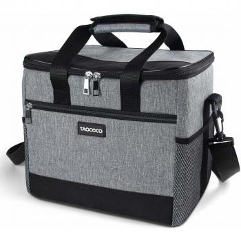 TAOCOCO 15L Bolsa Isotermica de Almuerzo Nevera Portatil para Alimentos Frutas,Porta de Comida con Forro Plástico Aislamiento Térmico,Genial para Playa,Picnic,Camping,Barbacoa - Gris