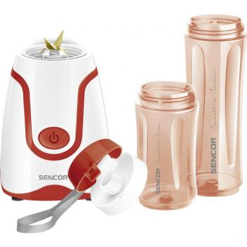 Licuadora de Smoothies Sencor Ultra-Potente 500W con 2 Botellas Tritan (0,6L y 0,3L) sin BPA - Modelo SBL 2214RD Rojo
