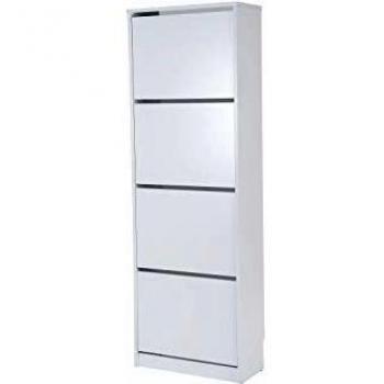 Mueble Zapatero Rin 53AB Blanco con 4 puertas abatibles y medidas de 161 x 54 x 25 cm - Armario Zapatero económico de la Serie Rin