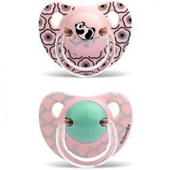 Suavinex - Pack de 2 Chupetes +18 Meses. Tetina Anatómica de Silicona 0% Bisphenol, Color Rosa Diseño Panda