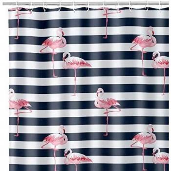 Cortina de baño Flamenco exótica Rosa de poliéster de 180x200 cm - LOLAhome