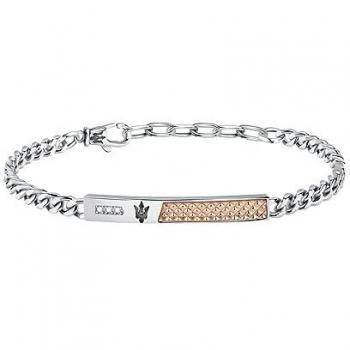 Pulsera Maserati Diamonds para Hombre de Acero Inoxidable con Diamante, Acabado IP Oro Rosa y IP Negro - JM521ATY14