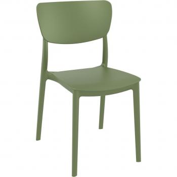 Monna Olive Green Polypropylene Stacking Side Chair