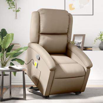 Sillón reclinable masaje pie cuero artificial color negro, crema y marrón - vidaXL Sillón Dormitorio Cómodos Silla Relax Sillón Sofá