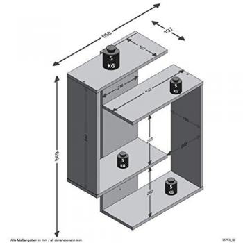 Estantería de pared de madera aglomerada, 4 estantes, color marrón, dimensiones 65 x 85 x 20 cm