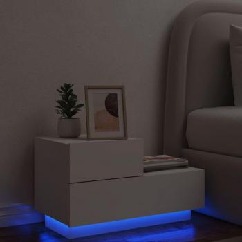 Mesita de noche con luces LED blanca 70x36x40,5 cm Vidaxl