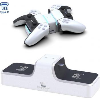 Estación de Carga Dual para 2 Mandos de PS5 con Salida USB