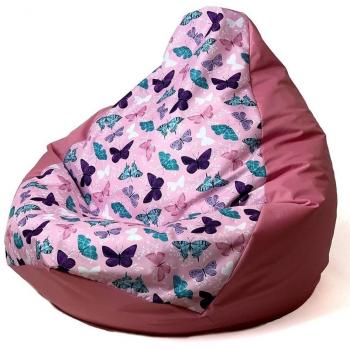 Sako bolso puf Peral estampado rosa oscuro-mariposa XL 130 x 90 cm