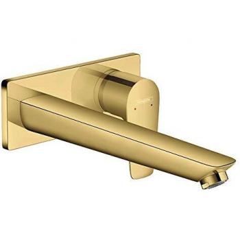 Mezclador de Lavabo Hansgrohe Talis E Monomando para Instalación Empotrada, Montaje en Pared, Caño de 22.5 cm, Acabado Dorado Pulido
