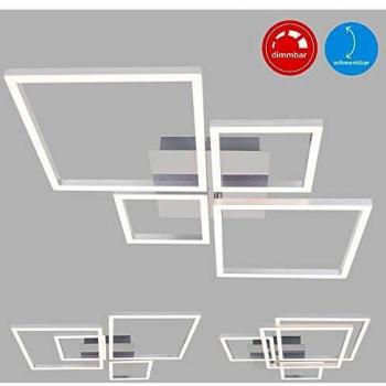Lámpara de Techo LED Dimmerable Frame 75x47x7.3 cm, 44W, Luz Cálida, Acabado Cromado