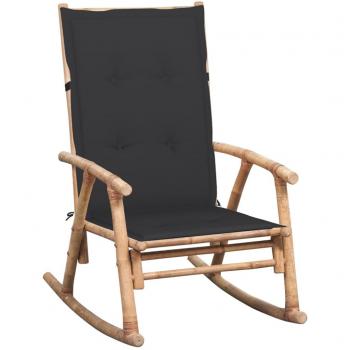 vidaXL Silla mecedora con cojín de bambú