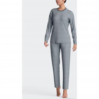 Impetus - Pijama de mujer largo micromotivo estampado en algodón modal AZUL