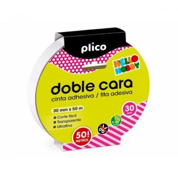 Cinta Adhesiva Doble Cara Plico Transparente 50m x 30mm
