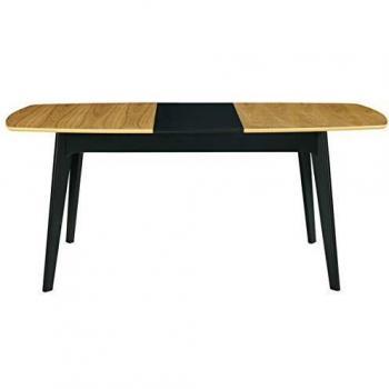 Mesa de comedor extensible MEENA de madera y negro L140-180 cm