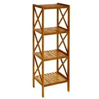 Estantería de 4 baldas nórdica marrón de bambú para baño Basic - LOLAhome