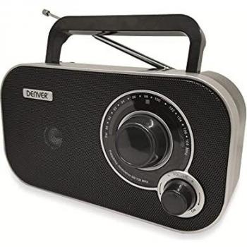 Denver Radio TR-51BLACK con sintonización analógica FM, Se Puede Utilizar con Corriente o Pilas, Negro