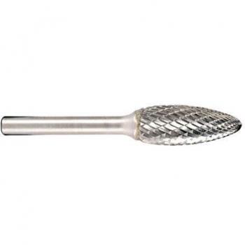 Metabo 628363000 628363000-Fresa en Forma de Llama dentado en Cruz 9,6 x 65 mm Longitud Trabajo 19 mm vástago de 6 mm, 0 V, Negro, Normal