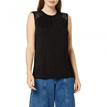 Vero Moda Vmfika S/l O Neck Lace Insert Blouse Exp Camiseta sin Mangas, Negro