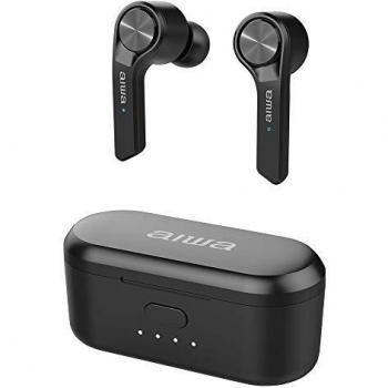 AIWA ESP-350BK: Auriculares Bluetooth TWS con Estuche de Carga de Color Negro, Calidad Hyperbass, Diseño Compacto
