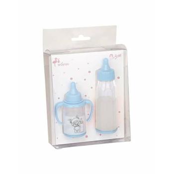 Set de Biberones Arias para Muñecas - 2 Biberones Azul en Bolsa Nevera, Calidad y Estilo Ideal para Llevar a Todos Lados