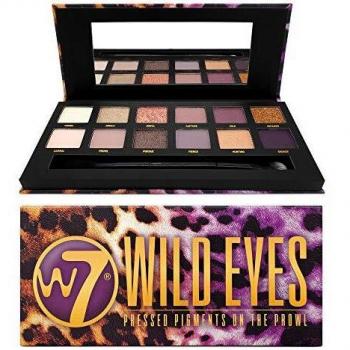 W7 | Wild Eyes Pressed Pigment Palette Makeup | Tones: Cream Mattes, Shimmers & Glitters | Colors: Soft Purples, Nudes, Pinks and Golds | Cruelty Free, Vegan Makeup For Women