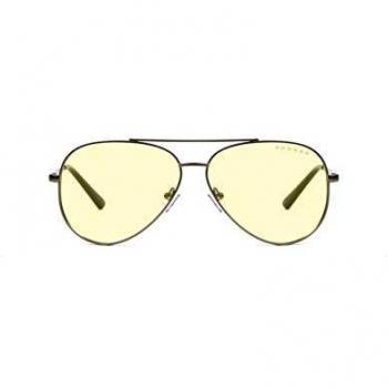 GUNNAR Gaming and Computer Eyewear | Maverick, Gunmetal frame, Amber Tint| Blue Light Blocking Glasses | Patented lens, 65% Blue Light Protection, 100% UV Light | Reduce Eye Strain & Dryness