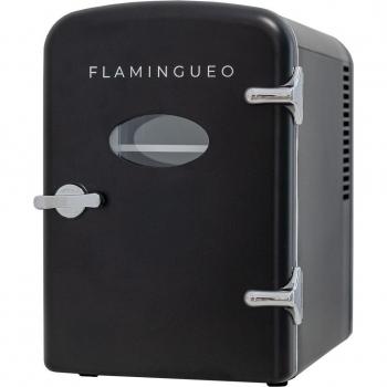 Mini Nevera Flamingueo 4L 12V/220V con Función Frío y Calor Negra para Cosméticos y Habitación