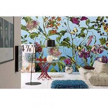 Komar 1 – XXL4 – 029 368 x 248 cm Jardinde flores y mariposas – Mural – Multicolor