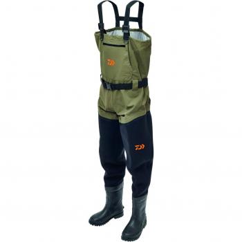 Vadeador Transpirable Daiwa Hybride Verde con Botas Taslon - Talla 40/41 - Kaki y Negro