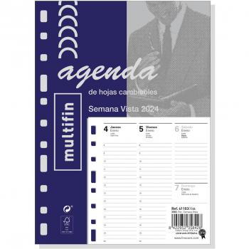 Finocam Recambio Anual 2024 Multifin 3002 - Semana Vista Vertical - 155x215mm - 11 Taladros