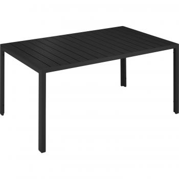 Mesa de jardín Bianca de aluminio con patas ajustables en altura 150 x 90 x 74,5 cm, estructura inoxidable y estable, tablero robusto con listones imitación madera