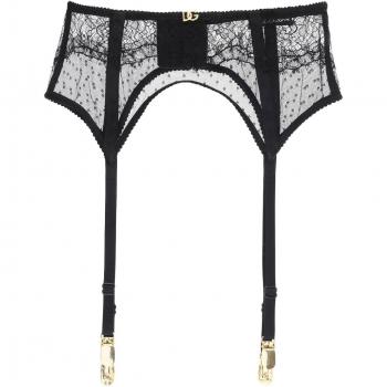 Dolce & Gabbana Lace Garter Belt with Logo - II Black, Female, Size: M