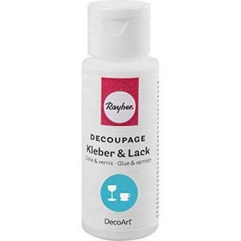 Rayher 38928000 Decoupage Adhesivo y barniz para cristal, apto para lavavajillas, Fla