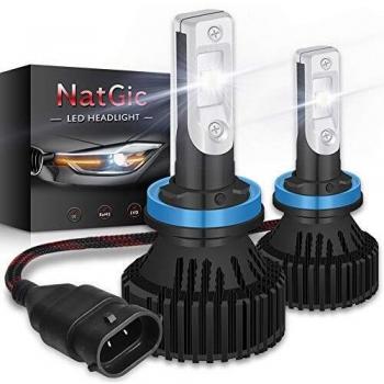 NATGIC H11 H8 H9 Kit de Conversión de Bombillas de Faros LED 16000LM 16 Chips XHP50 Blanco Puro 6500K Impermeable, DC 9-32V, 2 años de Garantía