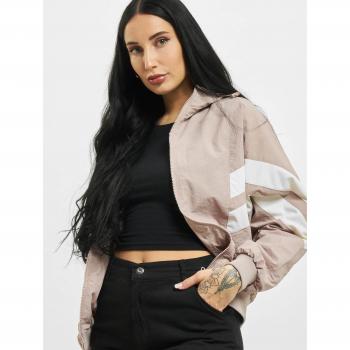Urban Classics Women's Plus Size Crinkle Batwing Jacket in Dusty Rose/White