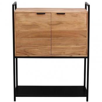 Aparador alto de acacia y metal negro H110 cm ARTHUS
