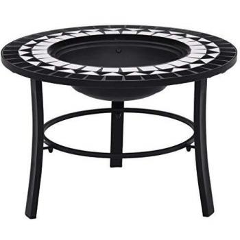 Mosaic Fire Pit Black and White 68cm Ceramic by vidaXL