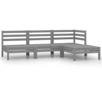 vidaXL 4 Piece Garden Lounge Set Solid Pinewood Grey