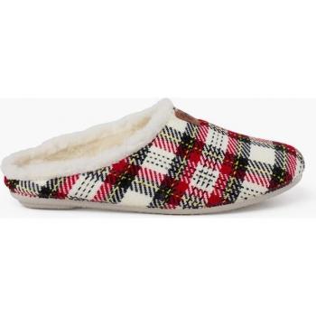 Zapatillas de casa abiertas de niña de pura lana con cuadros