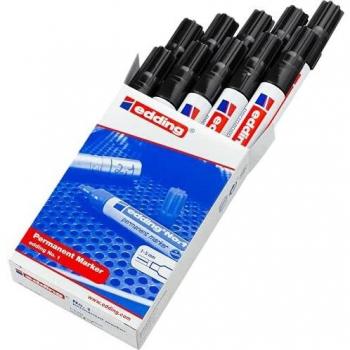 edding 1-001 - Marcador permanente, 10 unidades, color negro
