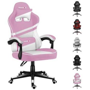 Silla de Oficina para Videojuegos Huzaro Force 4.4 Rosa Mesh, Ergonomía Avanzada, Reposacabezas y Cojín Lumbar, Soporta hasta 130 kg, Altura Regulable y