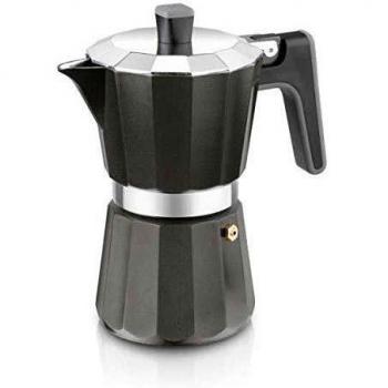 BRA Perfecta Black - Cafetera Italiana Inducción, Aluminio, Capacidad 6 tazas, color negro