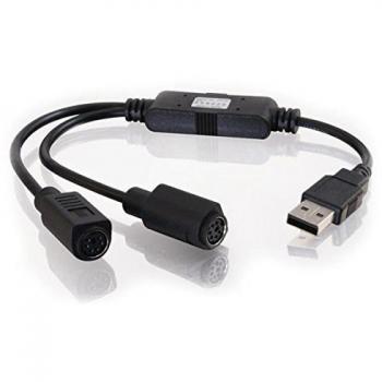 C2G Port Authority USB to PS/2 Keyboard/Mouse Adapter, Black 1ft USB A mini-DIN 6-pin Negro adaptador de cable - Adaptador para cable